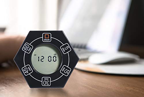 Home & Office Timer with Clock, 5,15, 30, 45, 60 Minute Preset Countdown Timer, Easy-to-Use Time Management Tool (Cyan)