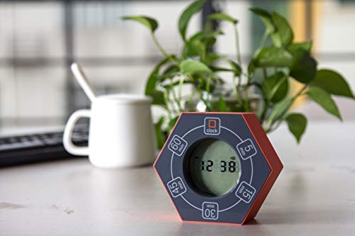 Home & Office Timer with Clock, 5,15, 30, 45, 60 Minute Preset Countdown Timer, Easy-to-Use Time Management Tool (Cyan)