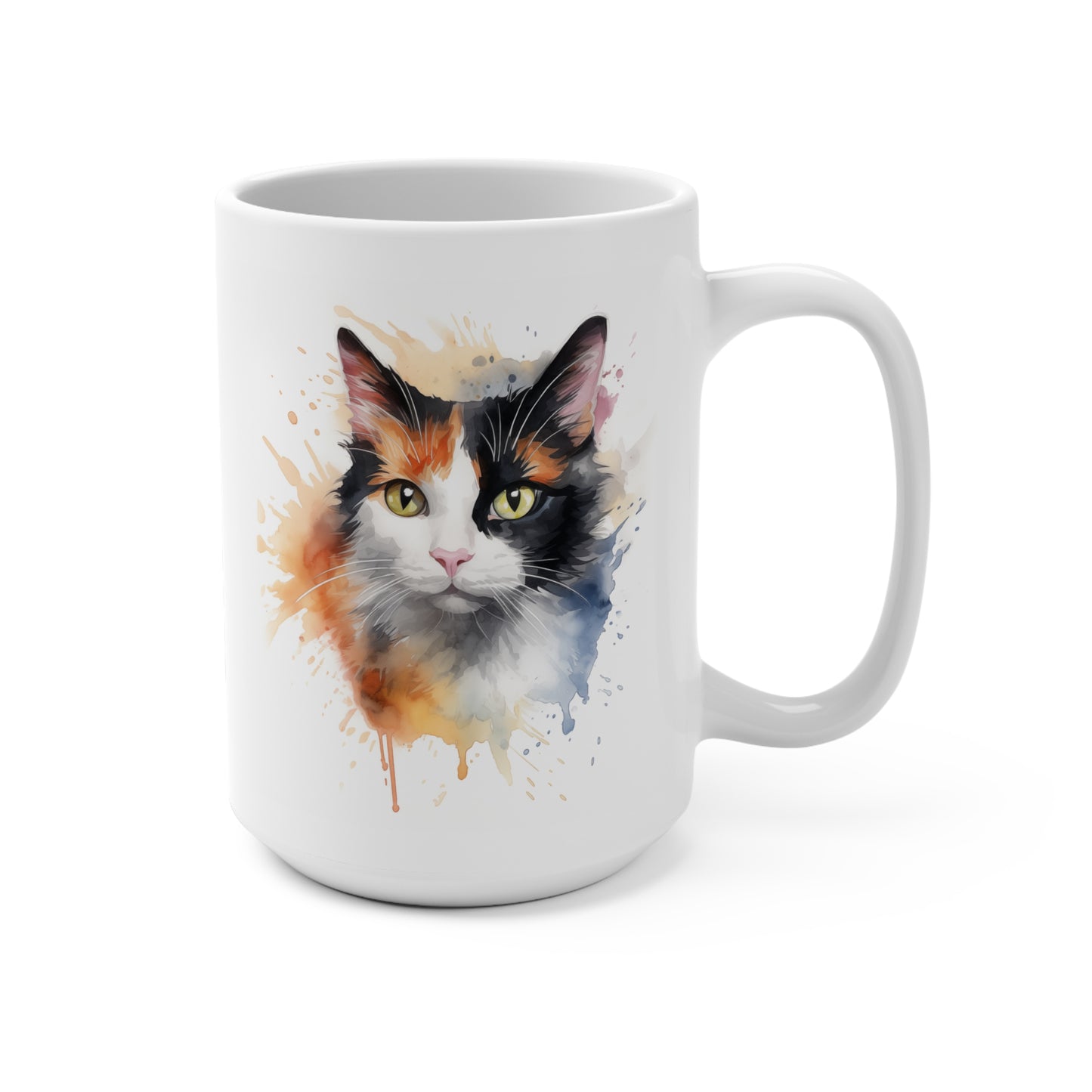 Calico Cat Mug - Cute Animal Coffee Cup, 15oz Ceramic Tea Mug, Cat Lover Gift, Pet Owner Present, Adorable Kitty Drinkware, Unique Feline