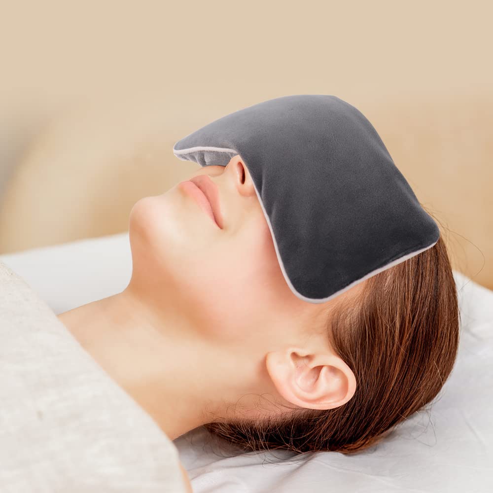 Unscented Weighted Eye Pillow - Soft Plush Removable Cover, Moist Heat & Cold Therapy, Natural Aromatherapy Eye Compress Pillow for Relaxation, Yoga, Meditation, and Sleep, Green