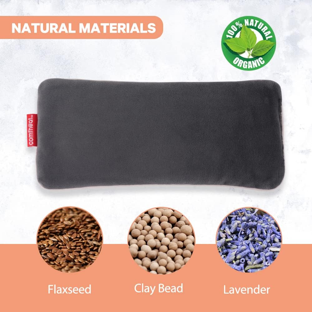 Unscented Weighted Eye Pillow - Soft Plush Removable Cover, Moist Heat & Cold Therapy, Natural Aromatherapy Eye Compress Pillow for Relaxation, Yoga, Meditation, and Sleep, Green