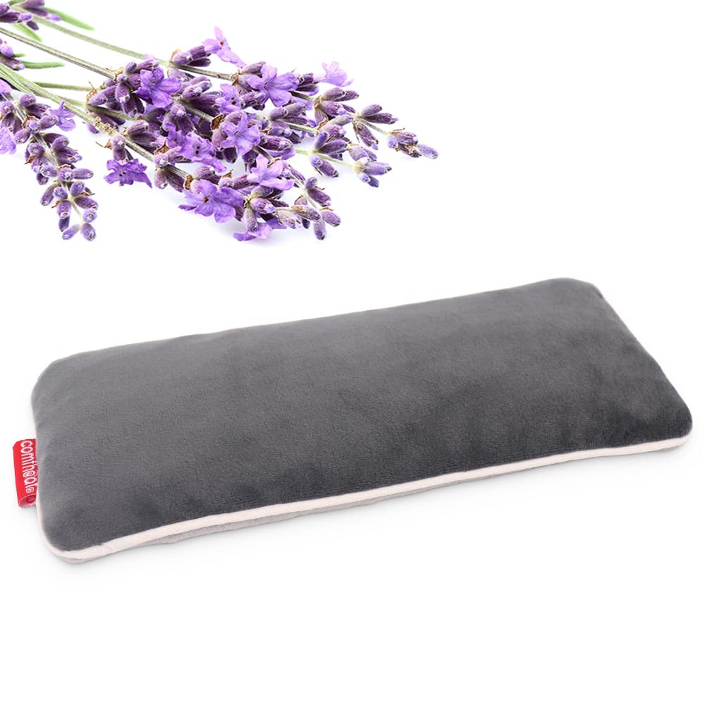 Unscented Weighted Eye Pillow - Soft Plush Removable Cover, Moist Heat & Cold Therapy, Natural Aromatherapy Eye Compress Pillow for Relaxation, Yoga, Meditation, and Sleep, Green