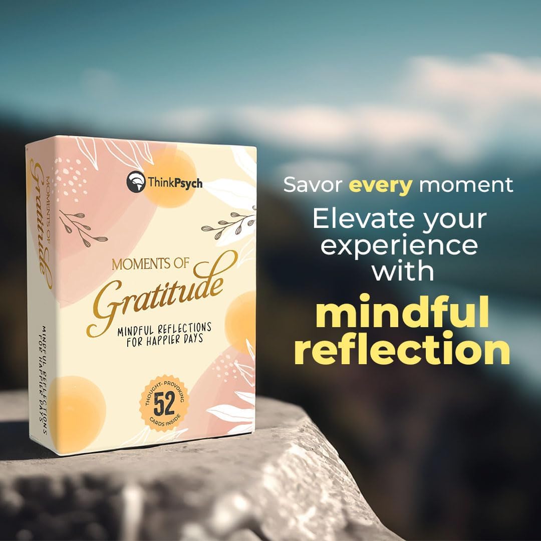 ThinkPsych Moments of Gratitude Deck - 52 Cards to Promote Positivity & Mindfulness - Positive Affirmations Cards & Uplifting Gifts - Inspiring Gratitude Journal Prompts