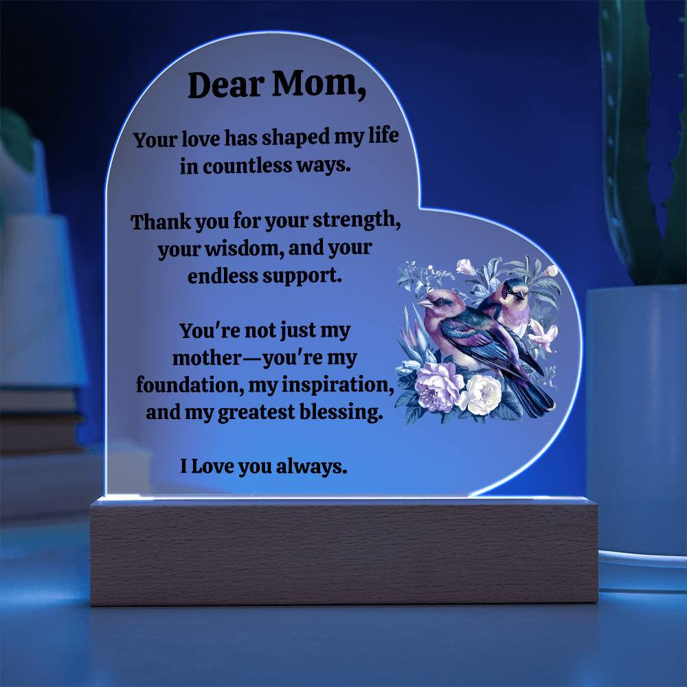Heart-Shaped Acrylic Mother's Day Keepsake, Acrylic Heart Plaque, Gift for Mom