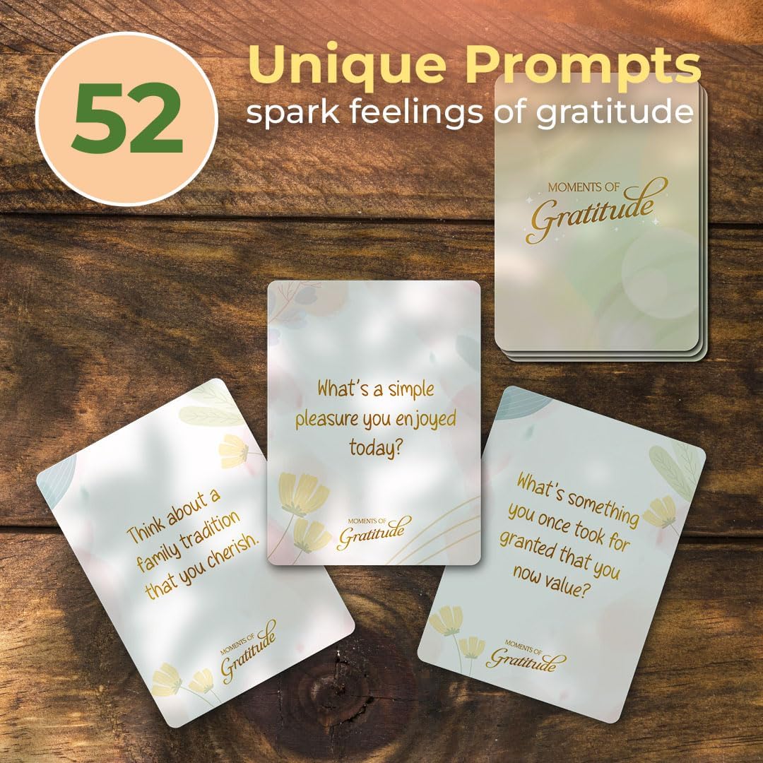 ThinkPsych Moments of Gratitude Deck - 52 Cards to Promote Positivity & Mindfulness - Positive Affirmations Cards & Uplifting Gifts - Inspiring Gratitude Journal Prompts