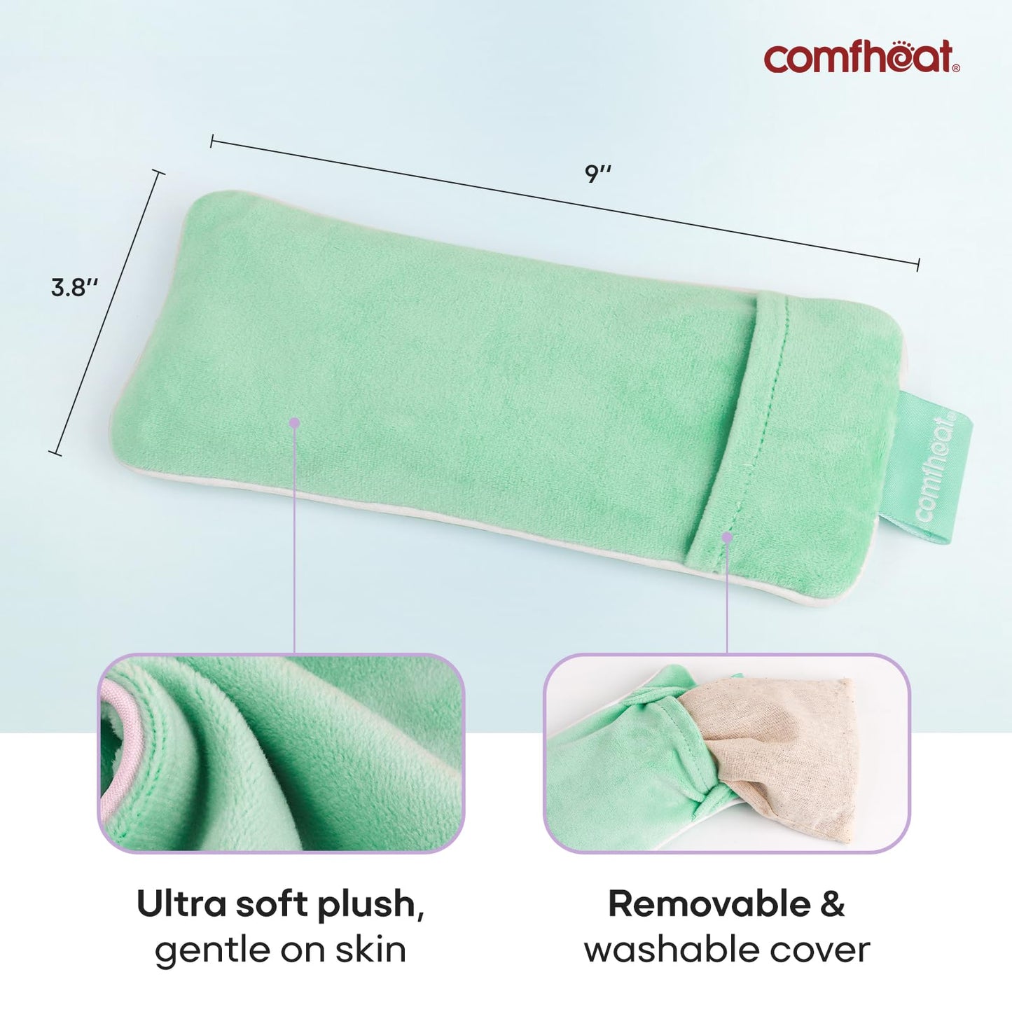 Unscented Weighted Eye Pillow - Soft Plush Removable Cover, Moist Heat & Cold Therapy, Natural Aromatherapy Eye Compress Pillow for Relaxation, Yoga, Meditation, and Sleep, Green