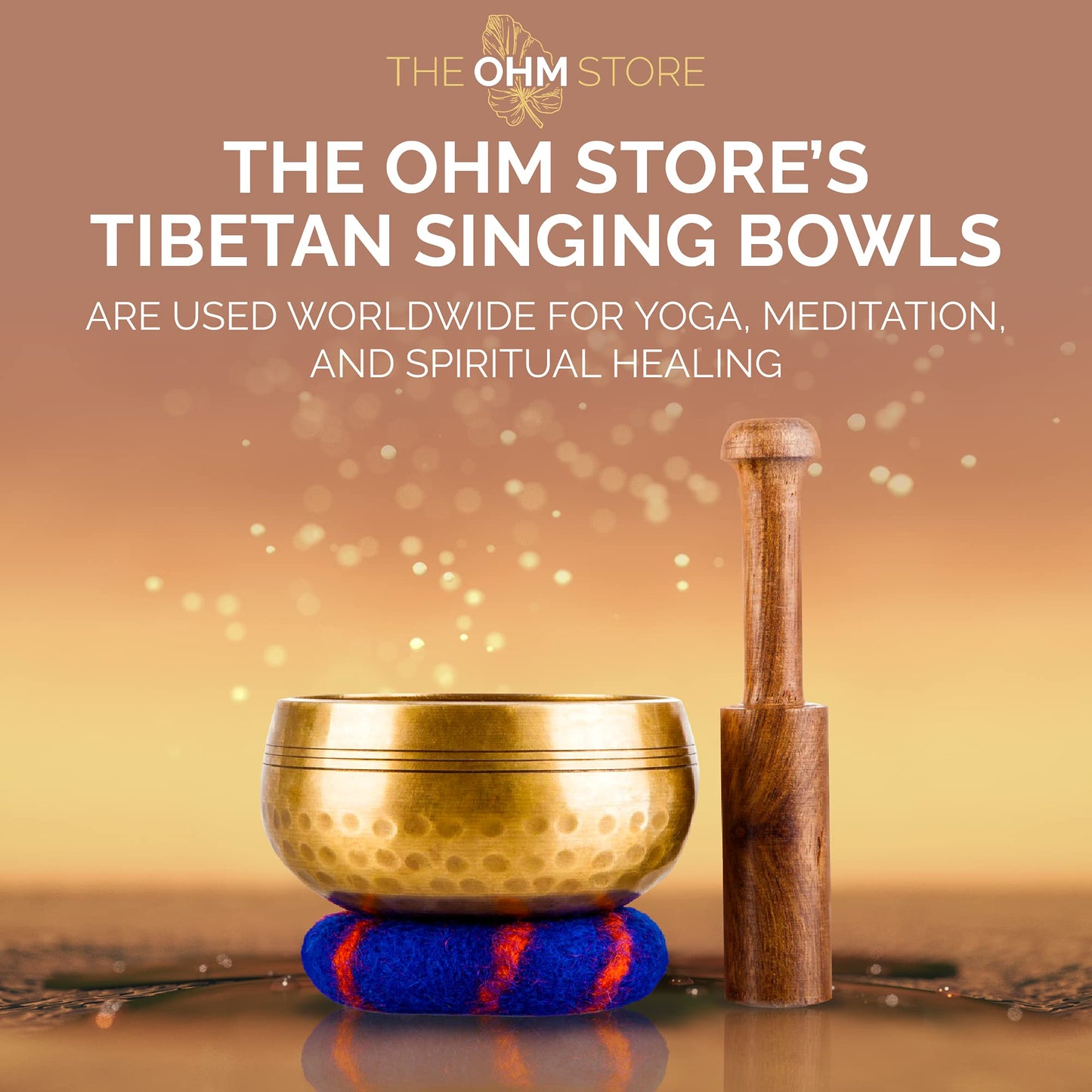 Ohm Store Tibetan Singing Bowl Set — Meditation Sound Bowl Handcrafted in Nepal for Yoga, Chakra Healing, Mindfulness, and Stress Relief — Unique Spiritual Gifts for Women and Men
