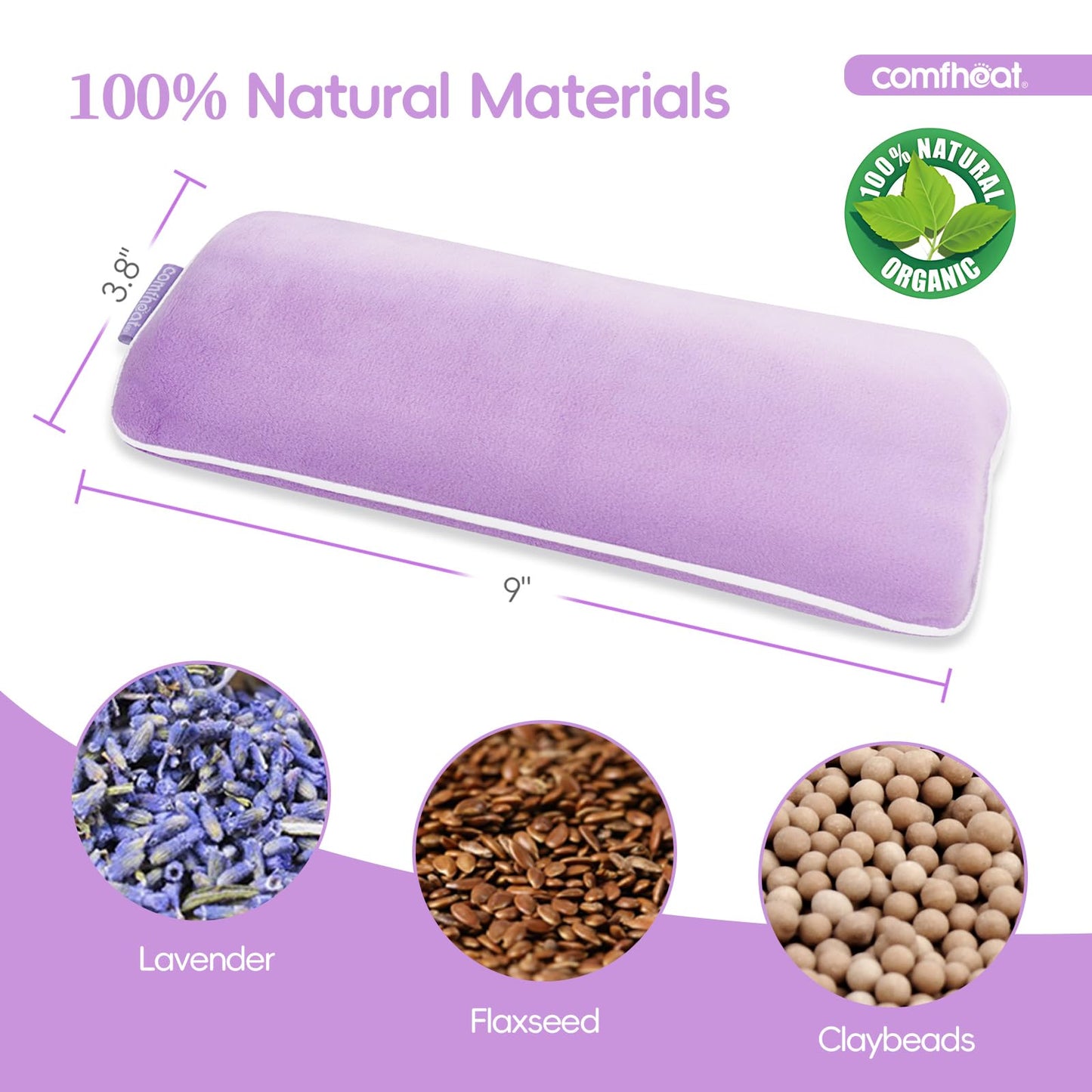 Unscented Weighted Eye Pillow - Soft Plush Removable Cover, Moist Heat & Cold Therapy, Natural Aromatherapy Eye Compress Pillow for Relaxation, Yoga, Meditation, and Sleep, Green