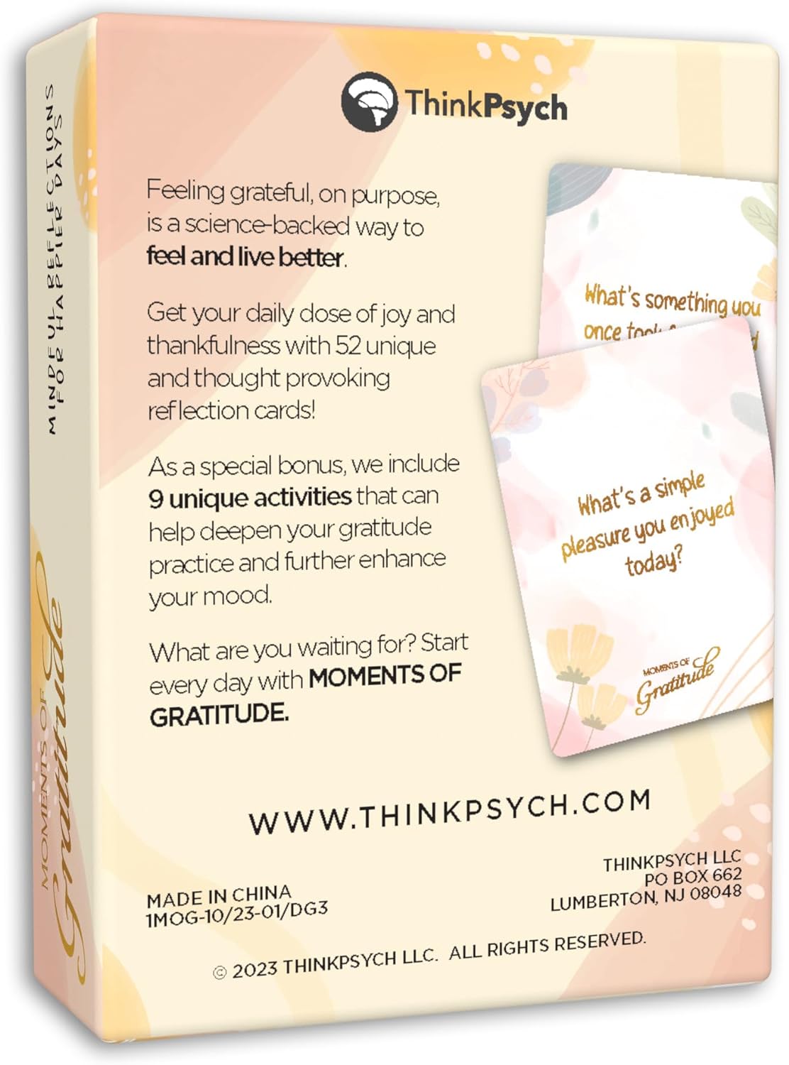 ThinkPsych Moments of Gratitude Deck - 52 Cards to Promote Positivity & Mindfulness - Positive Affirmations Cards & Uplifting Gifts - Inspiring Gratitude Journal Prompts