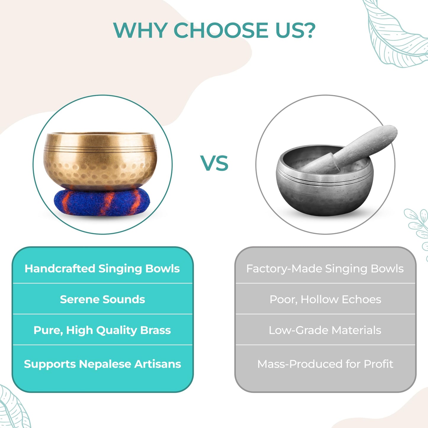 Ohm Store Tibetan Singing Bowl Set — Meditation Sound Bowl Handcrafted in Nepal for Yoga, Chakra Healing, Mindfulness, and Stress Relief — Unique Spiritual Gifts for Women and Men