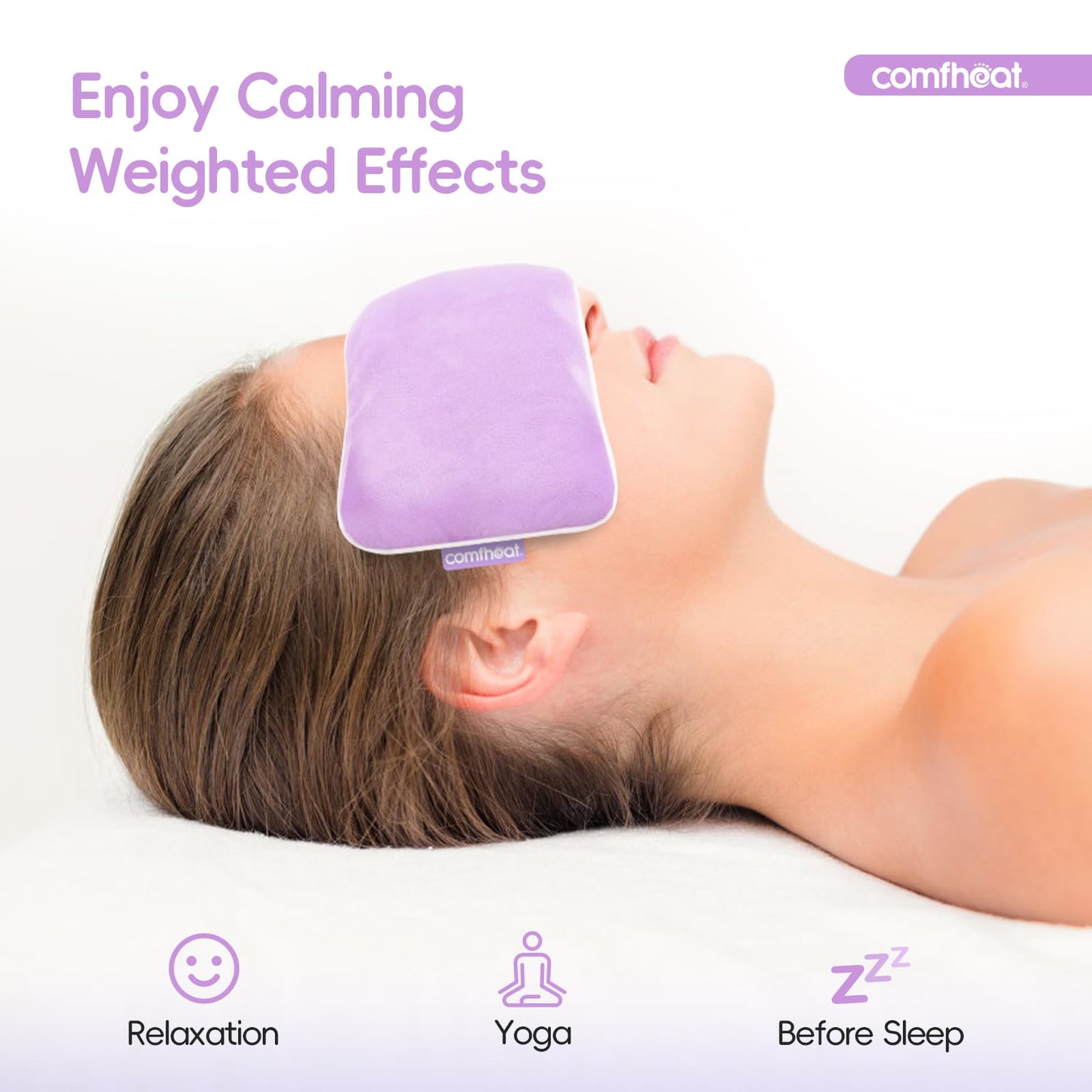 Unscented Weighted Eye Pillow - Soft Plush Removable Cover, Moist Heat & Cold Therapy, Natural Aromatherapy Eye Compress Pillow for Relaxation, Yoga, Meditation, and Sleep, Green
