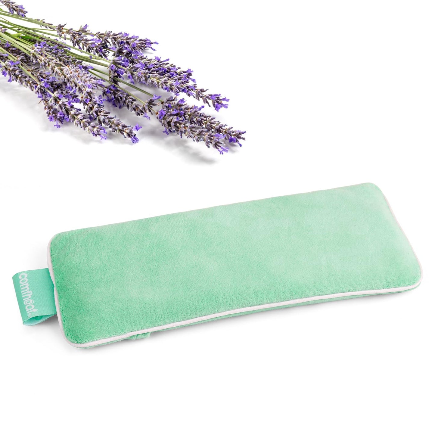 Unscented Weighted Eye Pillow - Soft Plush Removable Cover, Moist Heat & Cold Therapy, Natural Aromatherapy Eye Compress Pillow for Relaxation, Yoga, Meditation, and Sleep, Green