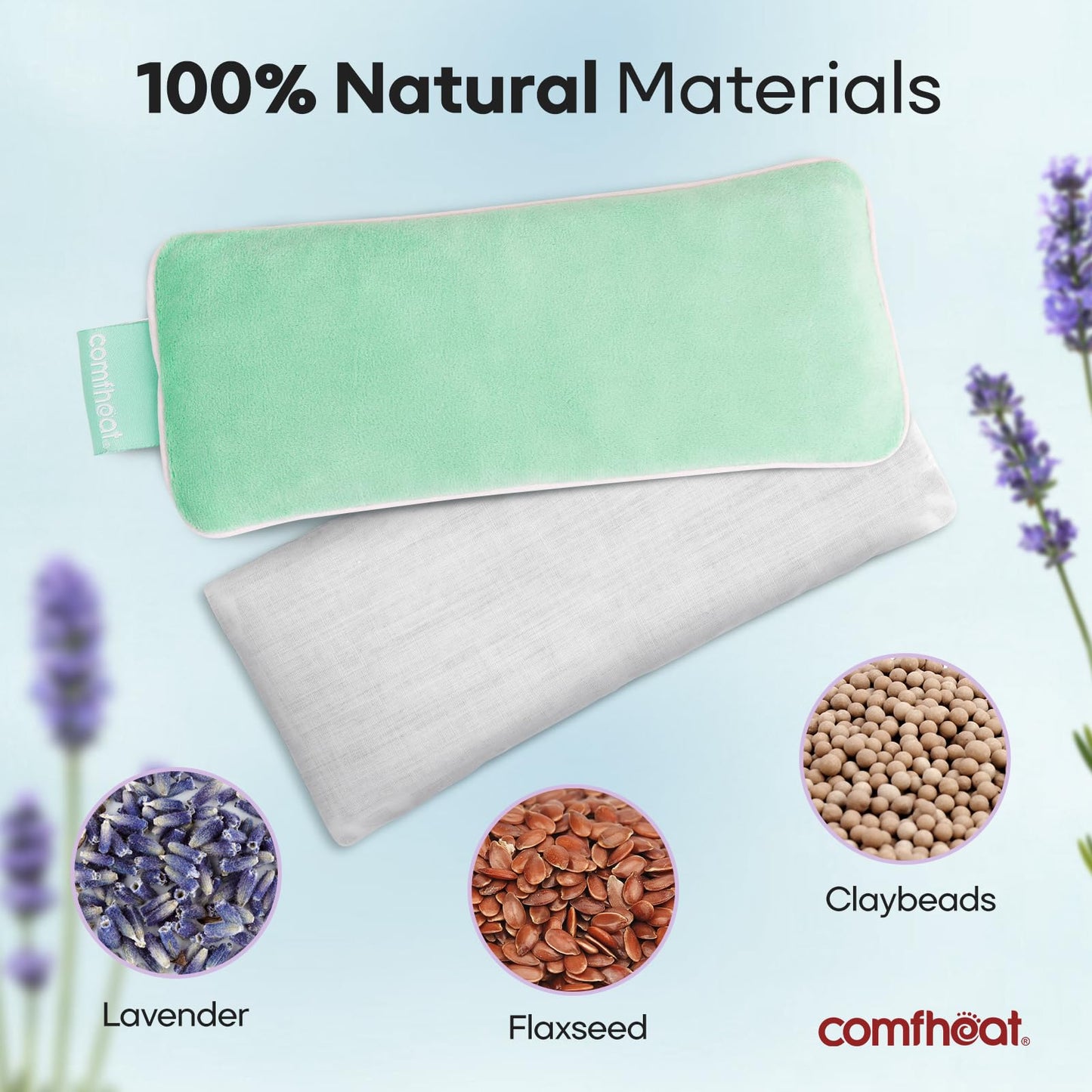 Unscented Weighted Eye Pillow - Soft Plush Removable Cover, Moist Heat & Cold Therapy, Natural Aromatherapy Eye Compress Pillow for Relaxation, Yoga, Meditation, and Sleep, Green