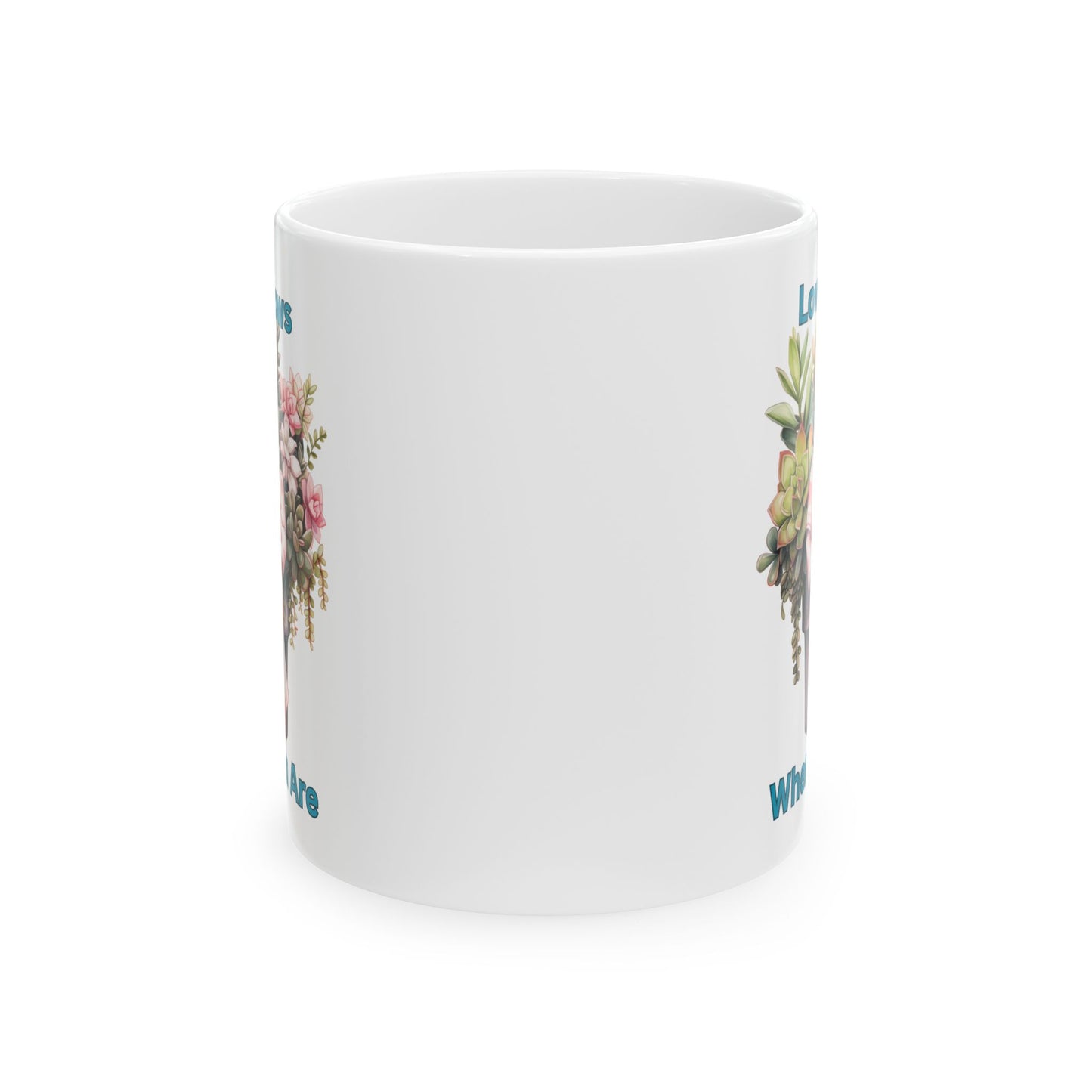 Love Grows Ceramic Mug | Cute Gift, 11oz - 15oz Sizes, Handcrafted Pottery Coffee Cup, Home & Kitchen Decor, Unique Art Mug