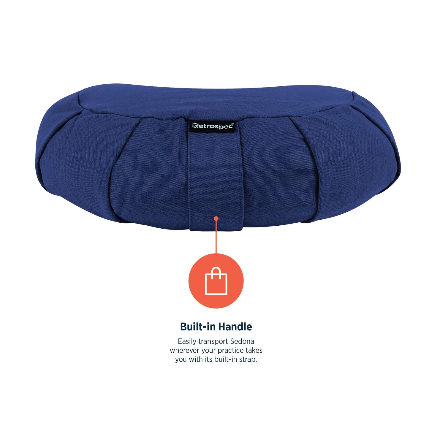 Retrospec Sedona Zafu Meditation Cushion Filled w/Buckwheat Hulls - Yoga Pillow for Meditation Practices - Machine Washable 100% Cotton Cover & Durable Carry Handle; Crescent, Basil