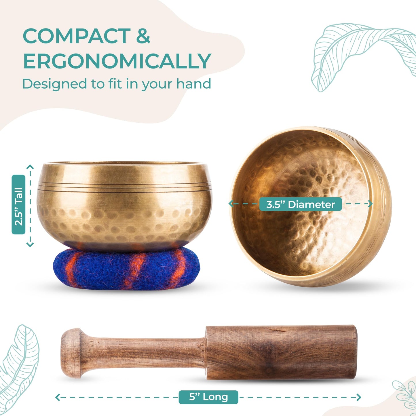 Ohm Store Tibetan Singing Bowl Set — Meditation Sound Bowl Handcrafted in Nepal for Yoga, Chakra Healing, Mindfulness, and Stress Relief — Unique Spiritual Gifts for Women and Men