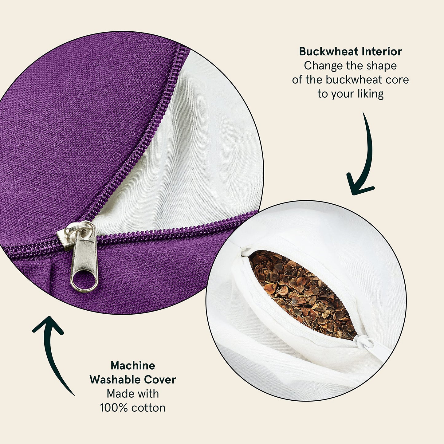 Retrospec Sedona Zafu Meditation Cushion Filled w/Buckwheat Hulls - Yoga Pillow for Meditation Practices - Machine Washable 100% Cotton Cover & Durable Carry Handle; Crescent, Basil