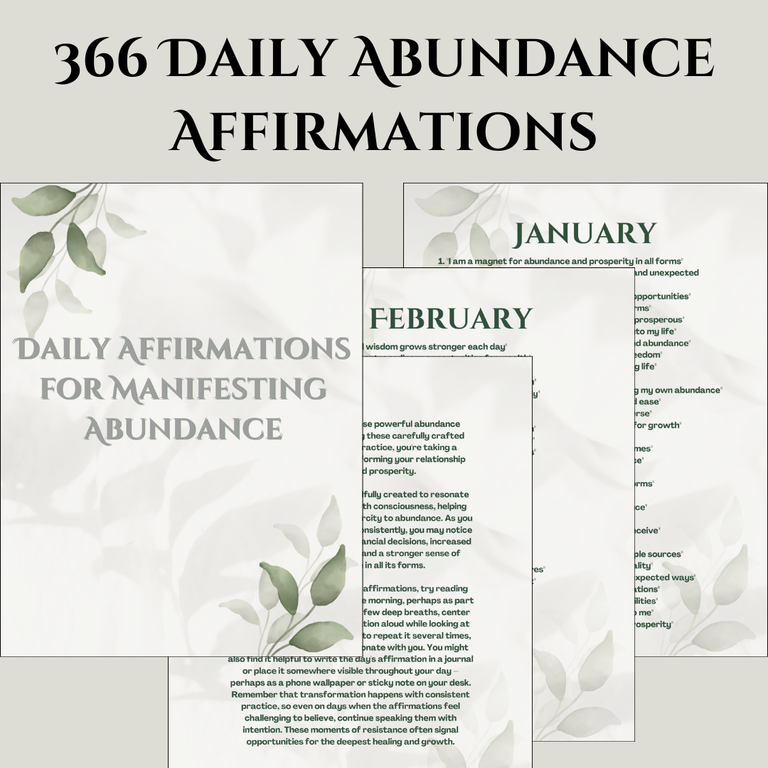 366 Sacred Abundance Affirmations | Daily Wealth Mindset Activation | Manifest Prosperity, Success & Financial Freedom (Digital Download)
