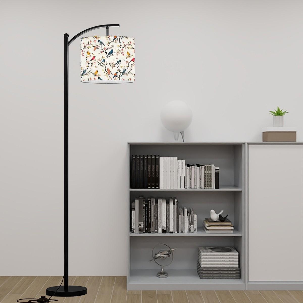 Vintage Birds Arc Floor Lamp with Unique Design, Soft Lighting for Living Room, Bedroom, Home Decor