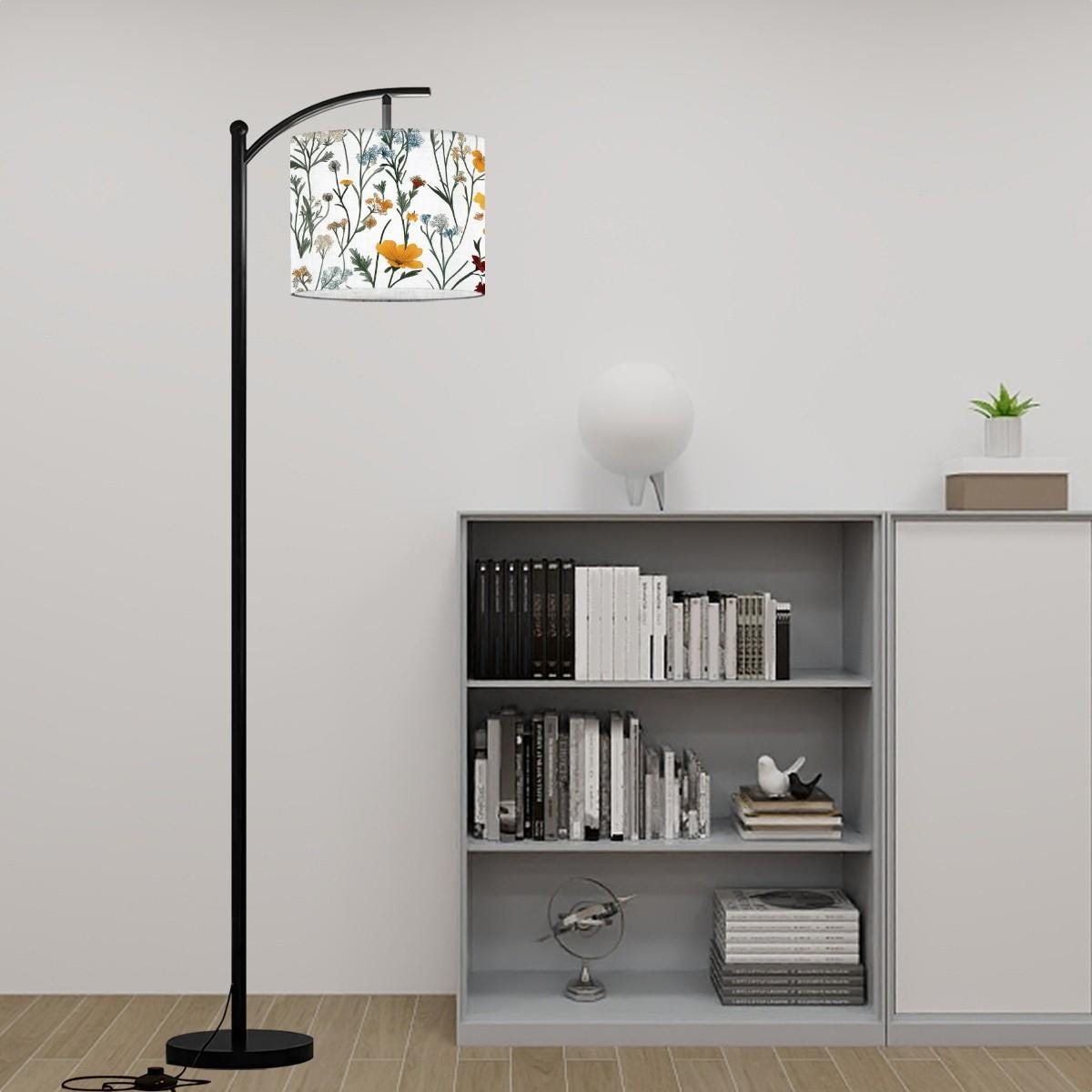 Colorful Chinoiserie Arc Floor Lamp | Wildflower Design & Home Decor Accent - Unique Modern Lighting Statement Piece