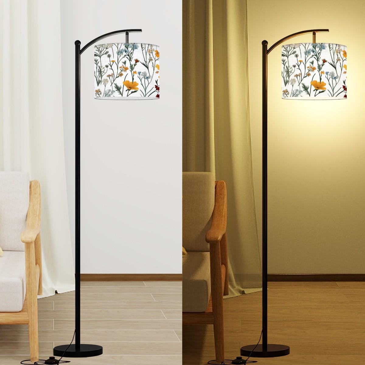 Colorful Chinoiserie Arc Floor Lamp | Wildflower Design & Home Decor Accent - Unique Modern Lighting Statement Piece