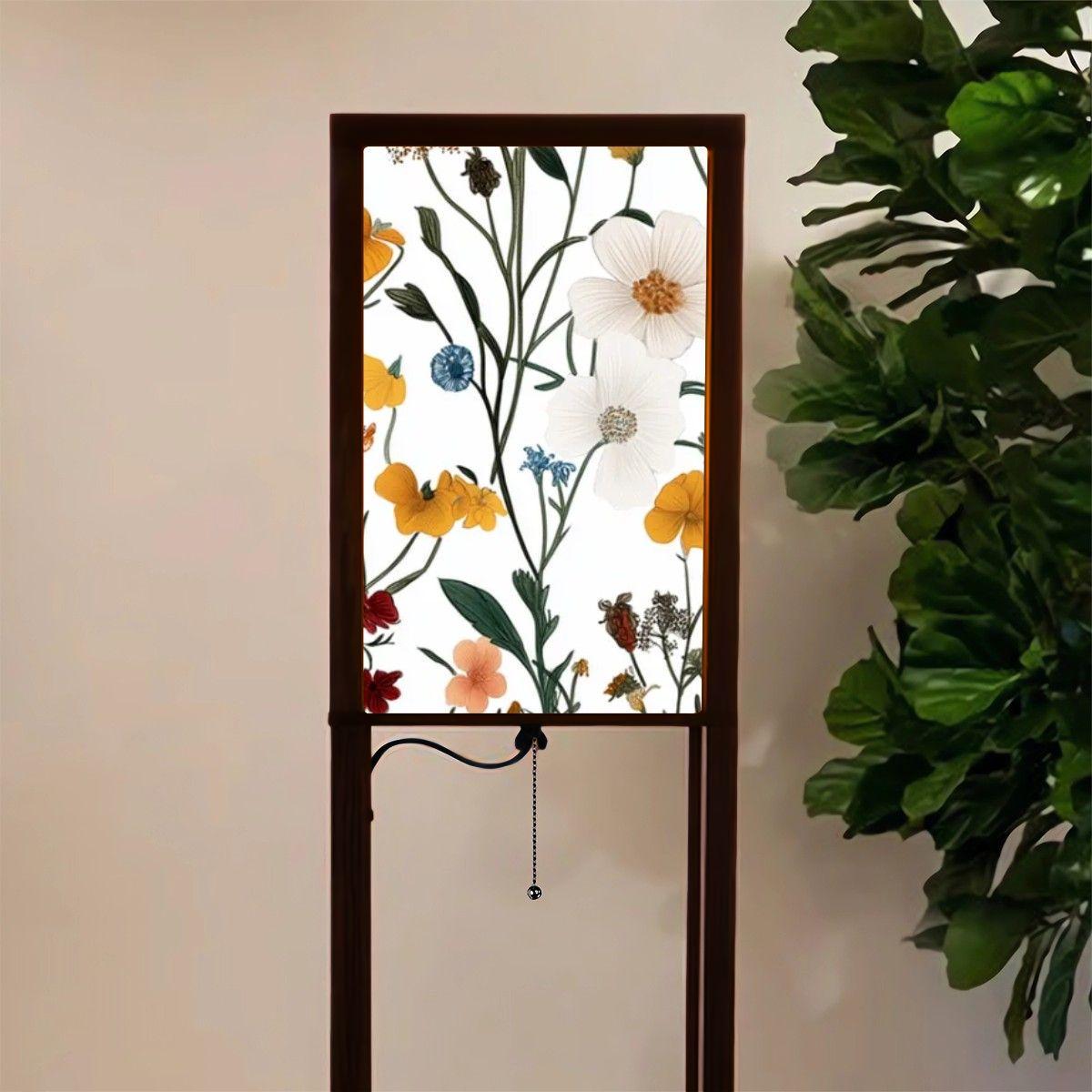 Colorful Chinoiserie Floor Lamp & Shelves - Unique Wildflower Design, Boho Home Decor, Accent Lighting for Living Room