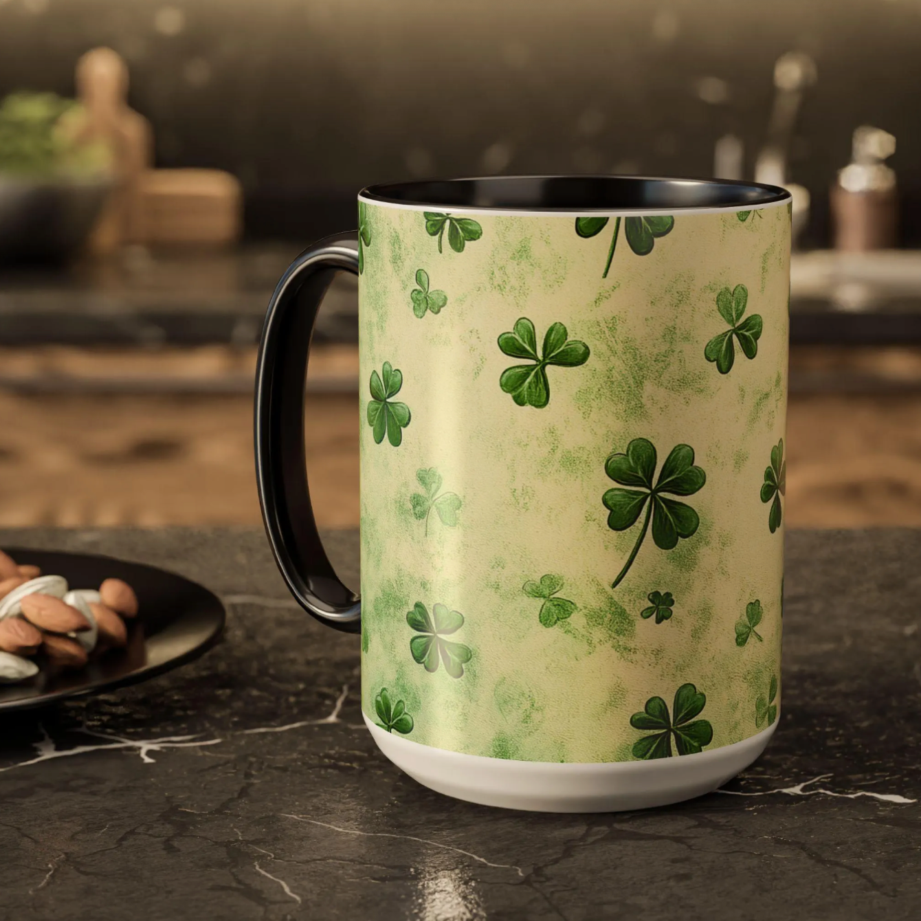 Shamrock Pattern Colorful Mugs | 11oz - 15oz Ceramic Coffee Cups for St. Patrick's Day - Everyday Use