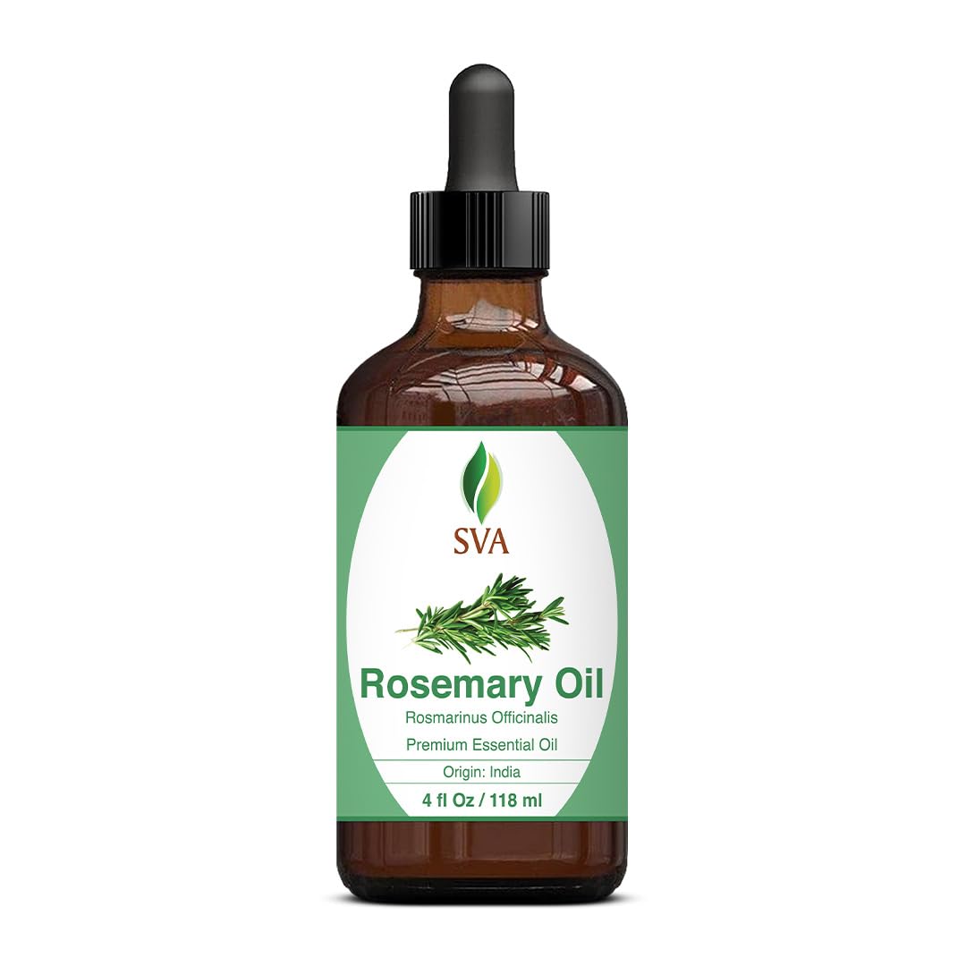 SVA Eucalyptus Essential Oil Organic – 4 Fl Oz – 100% Natural Organic Eucalyptus Oil - for Diffuser, Hair, Face, Skin Care, Aromatherapy, Scalp and Body Massage, Soap and Candle Making - with Dropper