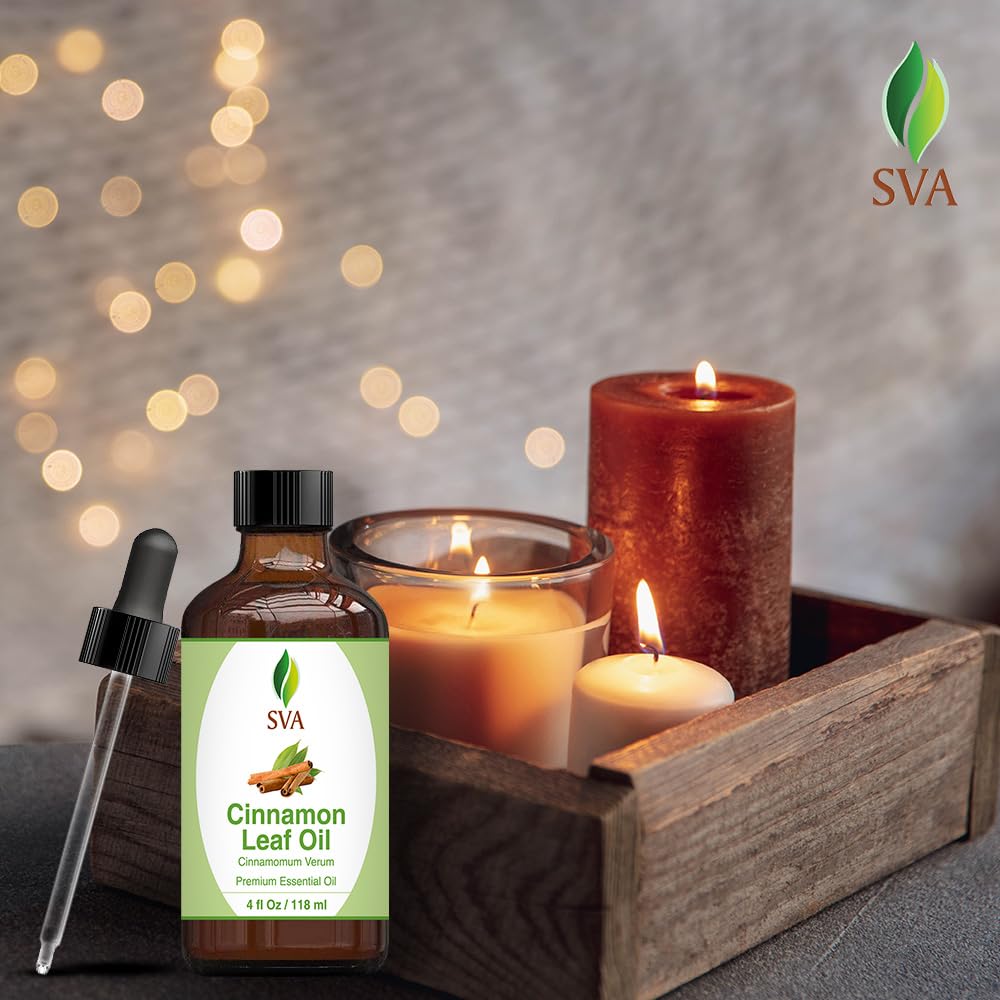 SVA Eucalyptus Essential Oil Organic – 4 Fl Oz – 100% Natural Organic Eucalyptus Oil - for Diffuser, Hair, Face, Skin Care, Aromatherapy, Scalp and Body Massage, Soap and Candle Making - with Dropper