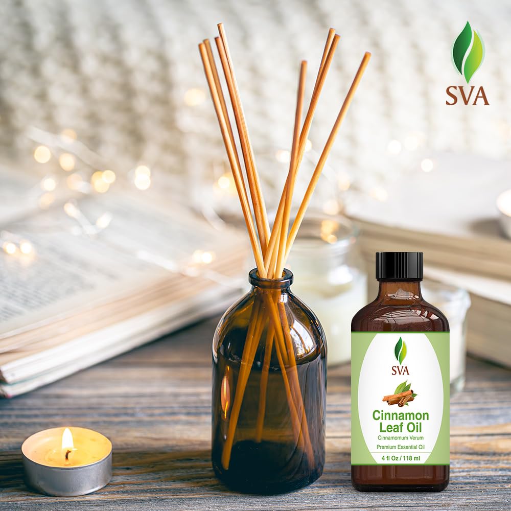 SVA Eucalyptus Essential Oil Organic – 4 Fl Oz – 100% Natural Organic Eucalyptus Oil - for Diffuser, Hair, Face, Skin Care, Aromatherapy, Scalp and Body Massage, Soap and Candle Making - with Dropper