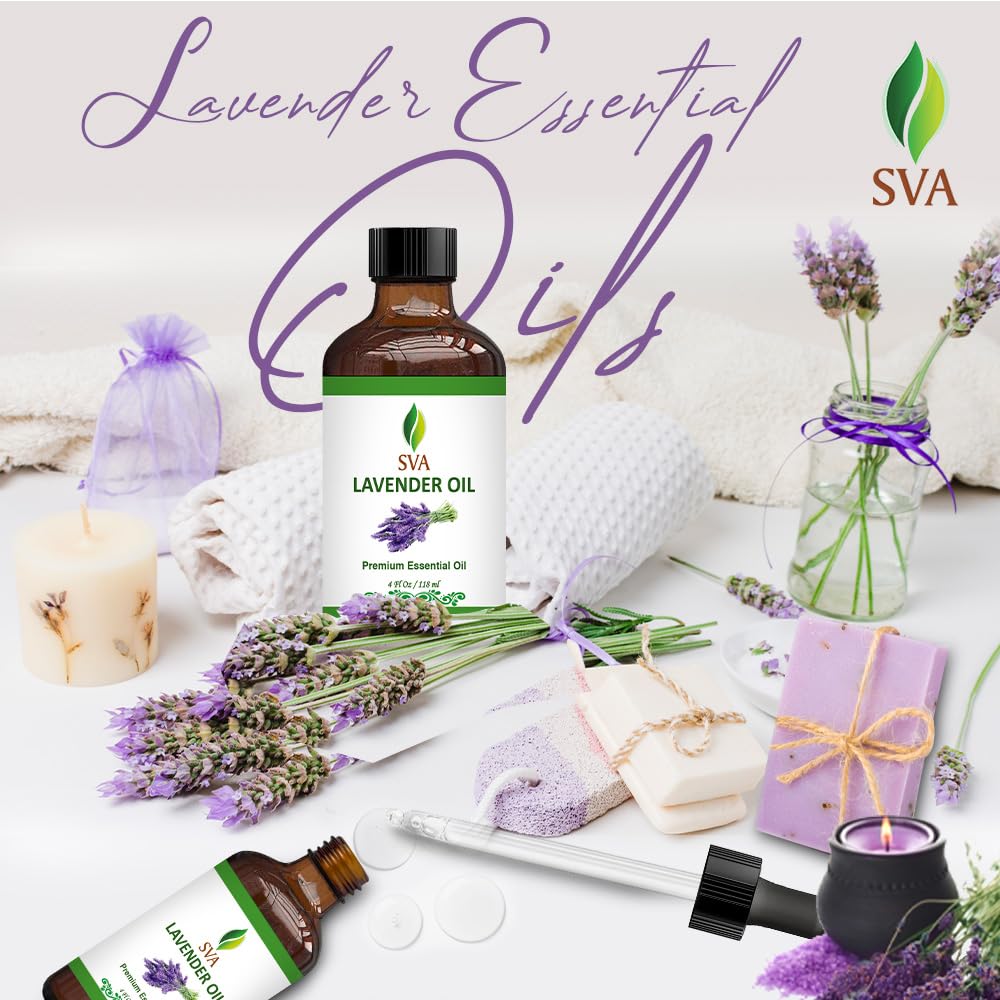 SVA Eucalyptus Essential Oil Organic – 4 Fl Oz – 100% Natural Organic Eucalyptus Oil - for Diffuser, Hair, Face, Skin Care, Aromatherapy, Scalp and Body Massage, Soap and Candle Making - with Dropper