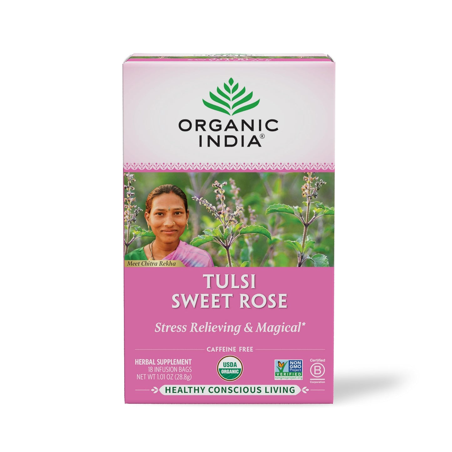 ORGANIC INDIA Original Tulsi Tea - Herbal Tea, Holy Basil and African Basil Calming and Stress Relief Tea, Immune Support, USDA Certified Organic, Non-GMO, Caffeine-Free - 18 Infusion Bags, 2 Pack