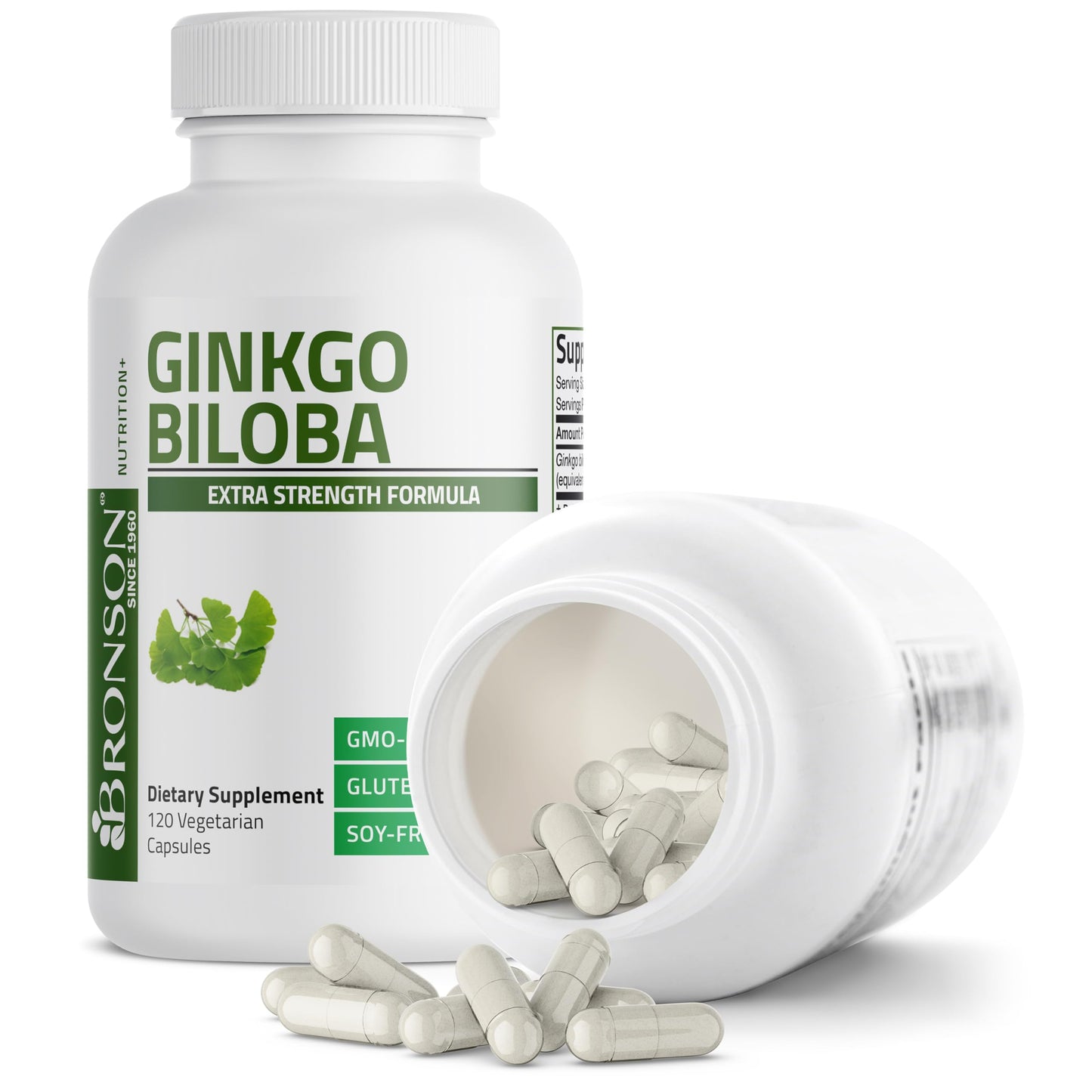 Bronson Ginkgo Biloba Extra Strength Supports Brain Function & Memory Support, 120 Vegetarian Capsules