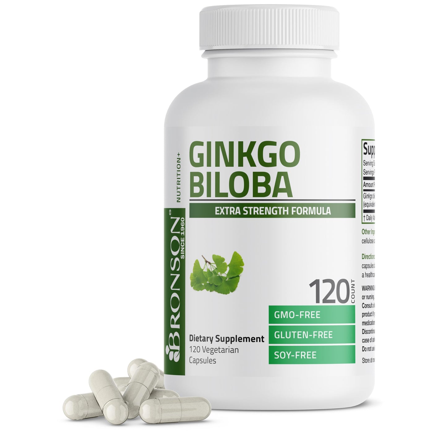 Bronson Ginkgo Biloba Extra Strength Supports Brain Function & Memory Support, 120 Vegetarian Capsules