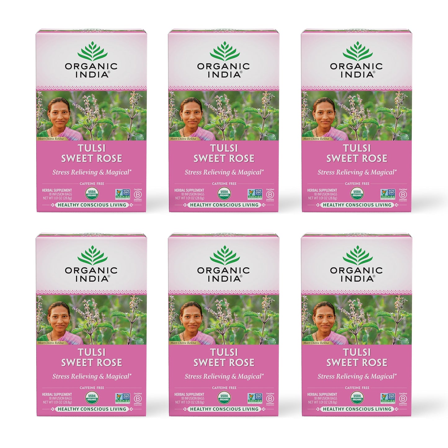 ORGANIC INDIA Original Tulsi Tea - Herbal Tea, Holy Basil and African Basil Calming and Stress Relief Tea, Immune Support, USDA Certified Organic, Non-GMO, Caffeine-Free - 18 Infusion Bags, 2 Pack