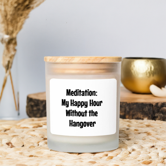 Humor Happy Hour Candle, Frosted Glass (Hand Poured 11 oz)