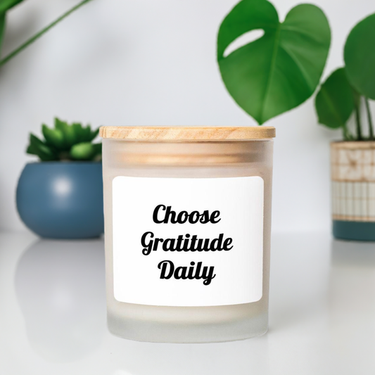 Choose Gratitude - Candle Frosted Glass (Hand Poured 11 oz)