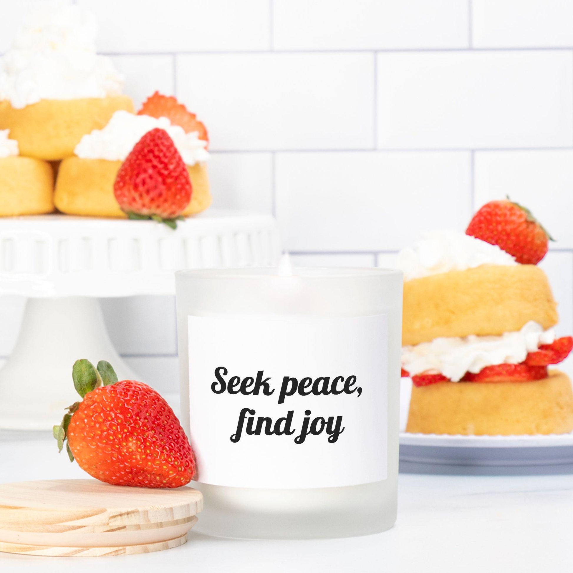 Seek peace - Candle Frosted (Pink Wick) Glass