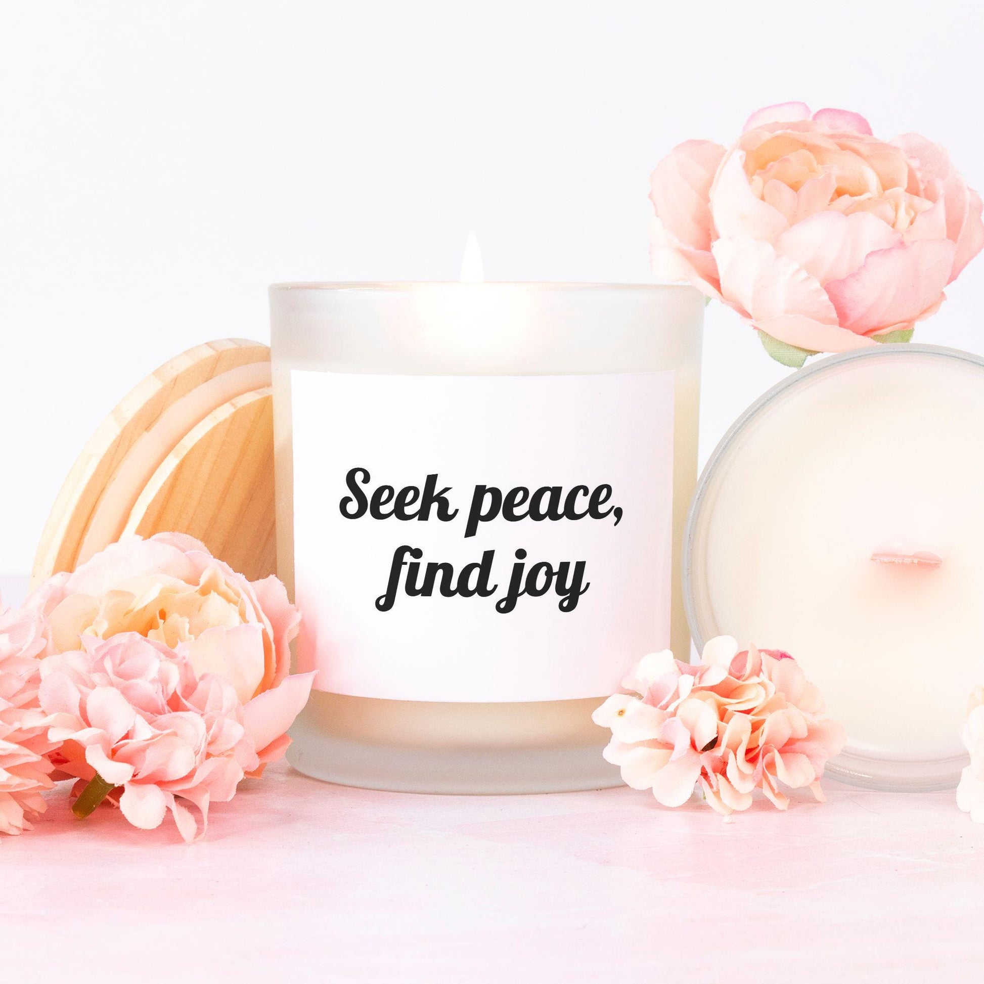 Seek peace - Candle Frosted (Pink Wick) Glass