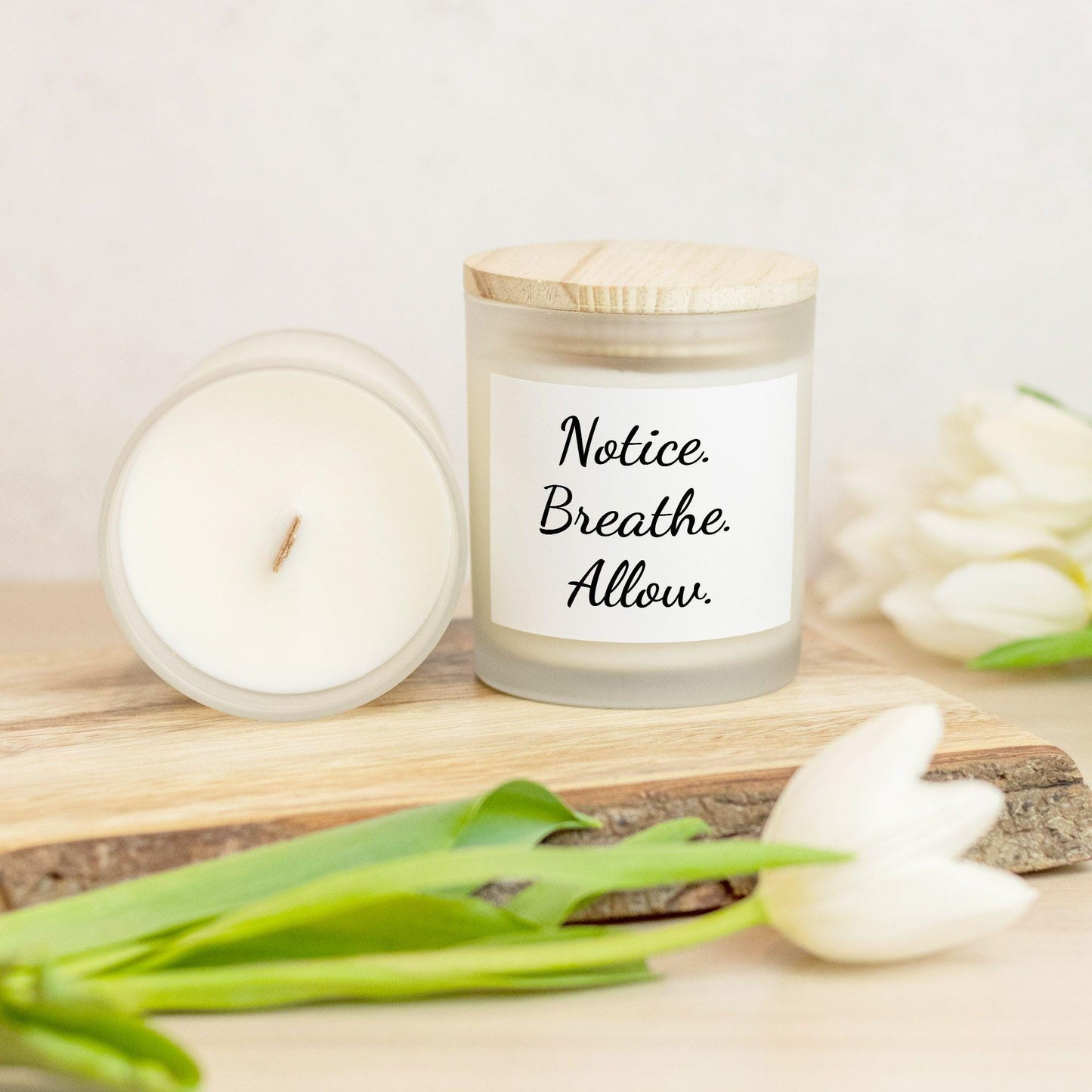 Notice, Breathe - Candle Frosted Glass (Hand Poured 11 oz)