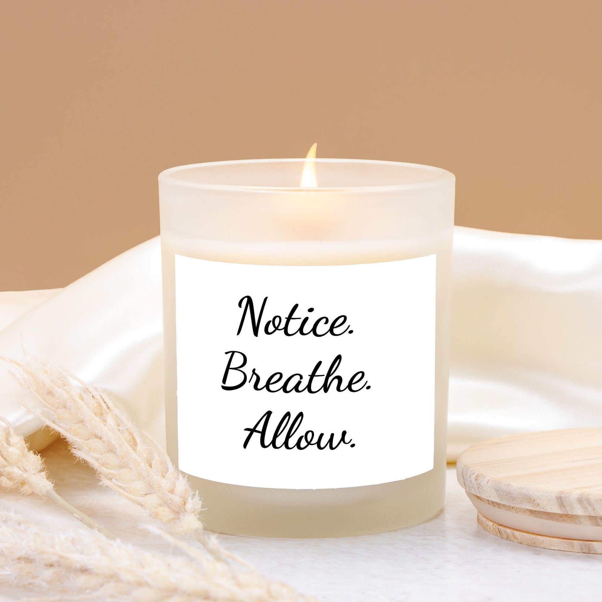 Notice, Breathe - Candle Frosted Glass (Hand Poured 11 oz)